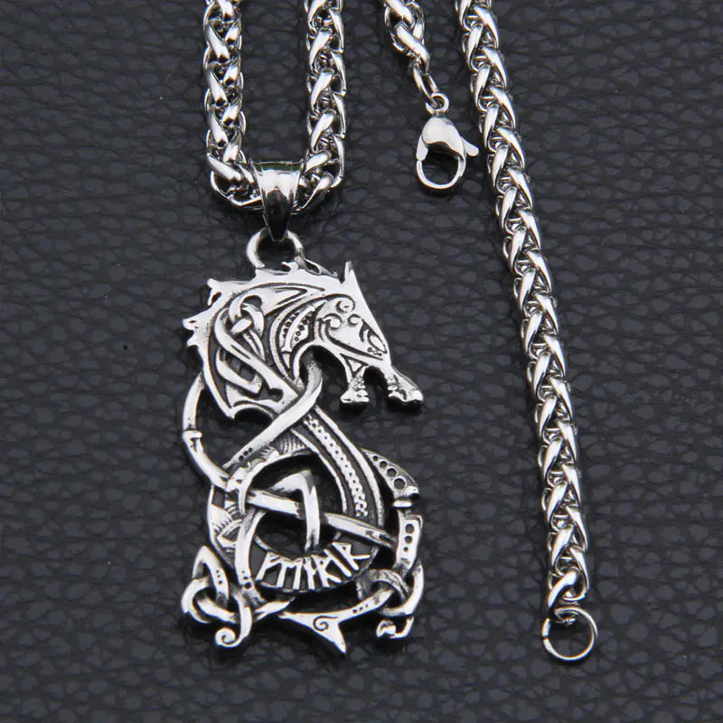 Nordic Celtic Dragon Pendant Necklace for Men and Women
