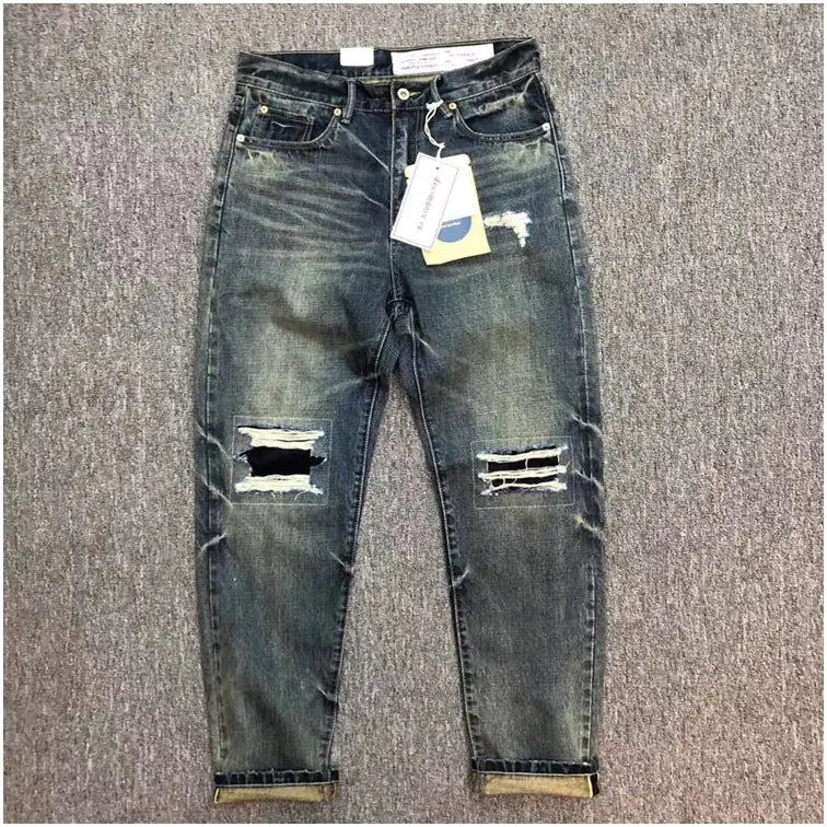Retro Ripped Straight Leg Denim Pants for Trendy Style