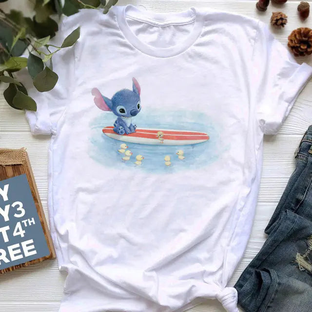 Summer 2020 Women's T-shirt with Stitch Print Design