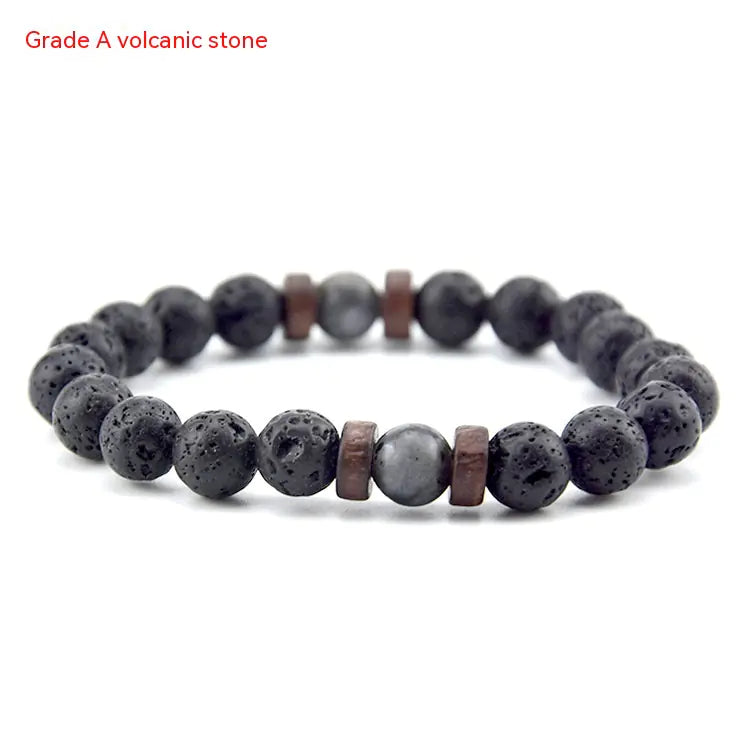 Volcanic Rock Wooden Beads Stone Bracelet