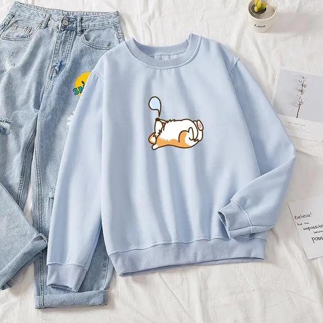 Loose Printed Round Neck Sweater for Men and Women