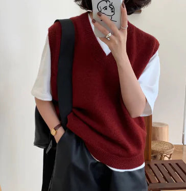 Men's V-neck Thin Knitted Vest Sweater