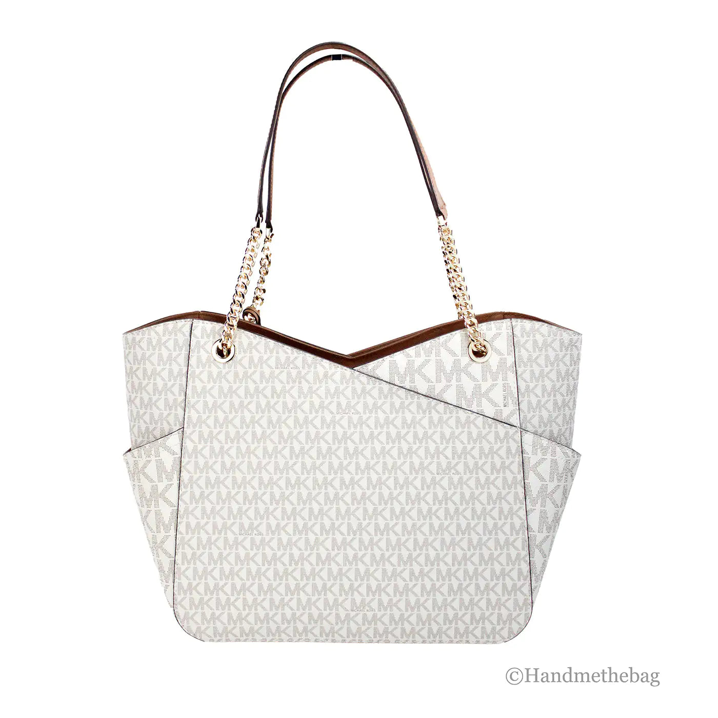 Michael Kors Jet Set Vanilla Signature X Cross Chain Tote