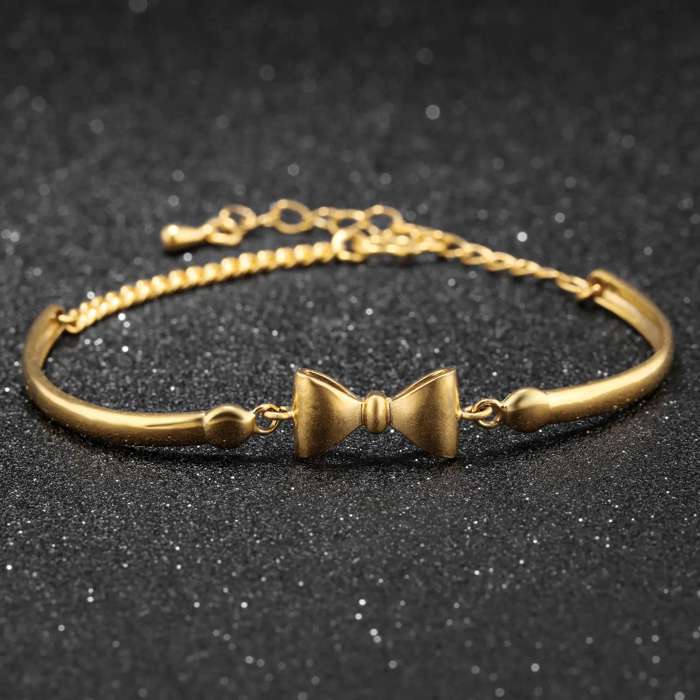 Bracelet with Bow - Gold Bangle and Wristband