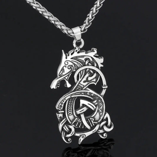 Nordic Celtic Dragon Pendant Necklace for Men and Women
