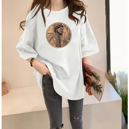 Loose-Fit Women's Short Sleeve T-Shirt - Korean Style