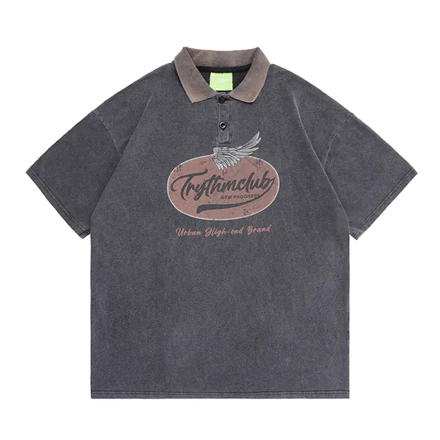 Vintage Washed Cotton Polo Shirts for Men - Summer Tees