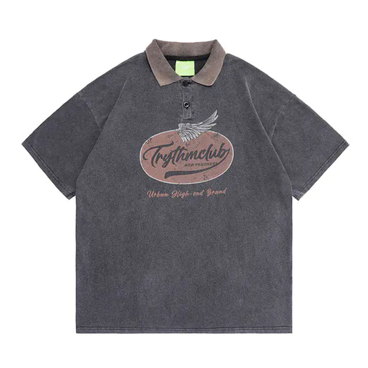 Vintage Washed Cotton Polo Shirts for Men - Summer Tees