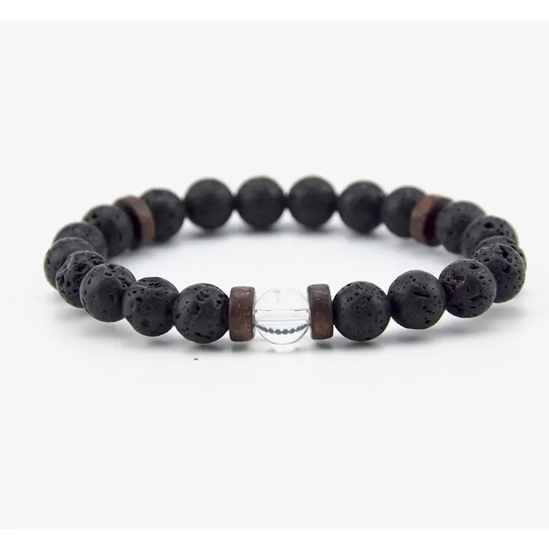 Volcanic Rock Wooden Beads Stone Bracelet