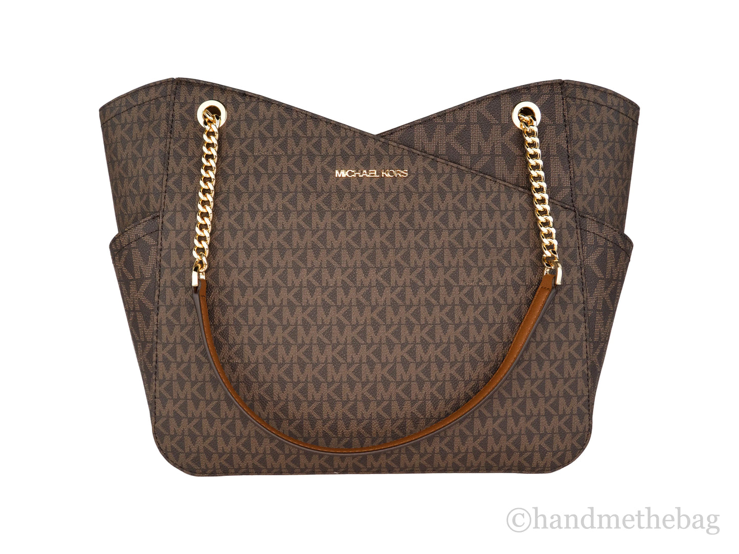 Michael Kors Jet Set Brown Signature X Cross Chain Tote