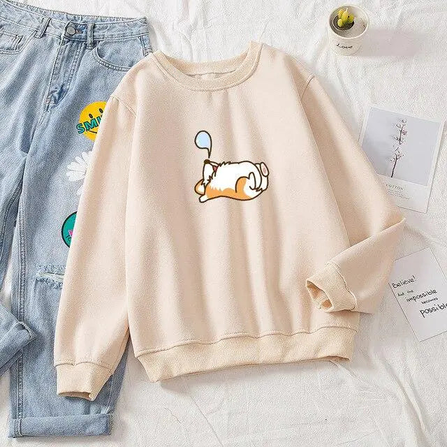 Loose Printed Round Neck Sweater for Men and Women