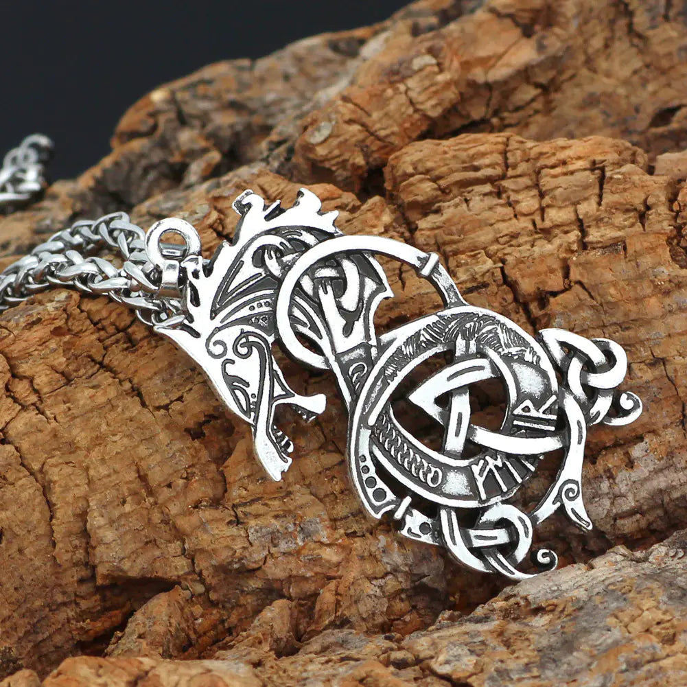 Nordic Celtic Dragon Pendant Necklace for Men and Women