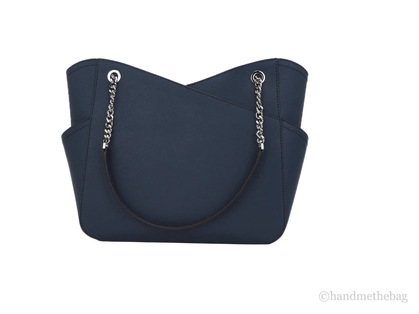 Michael Kors Jet Set Large Navy Saffiano X Cross Chain Shoulder Tote Hand Bag