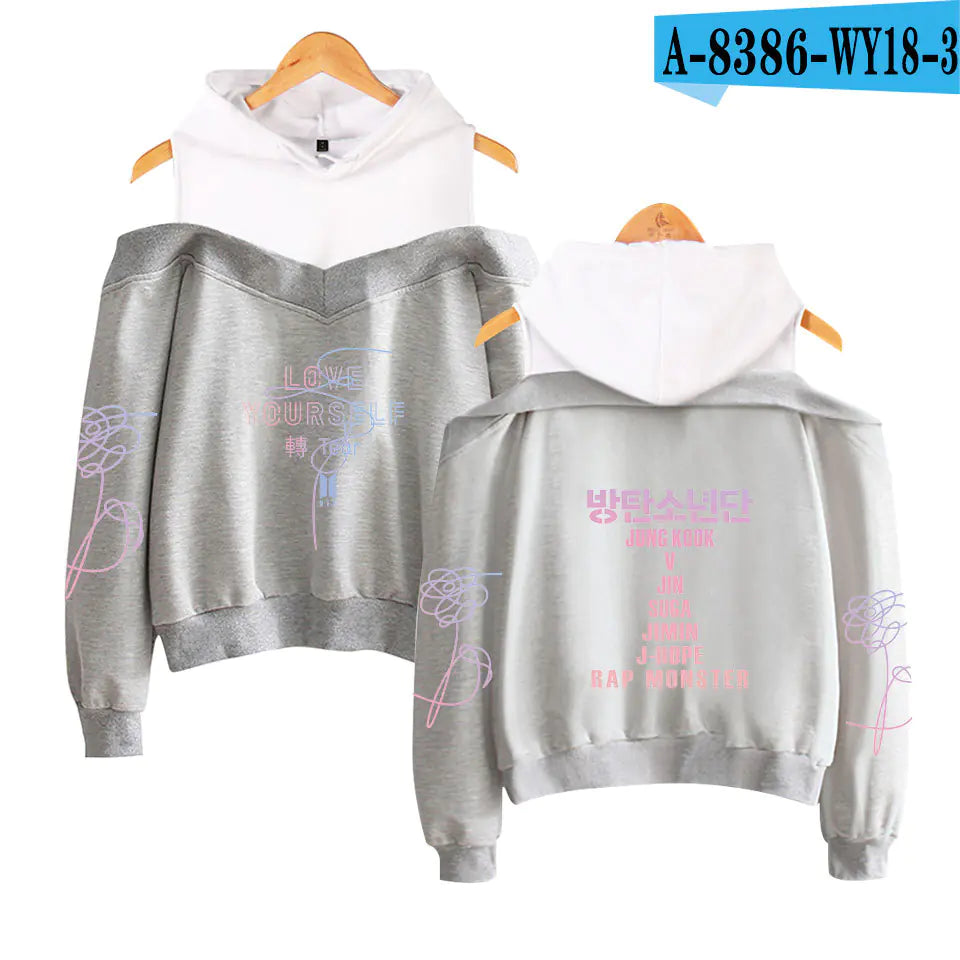 BTS New Album Hoodie with Shoulder Cutouts