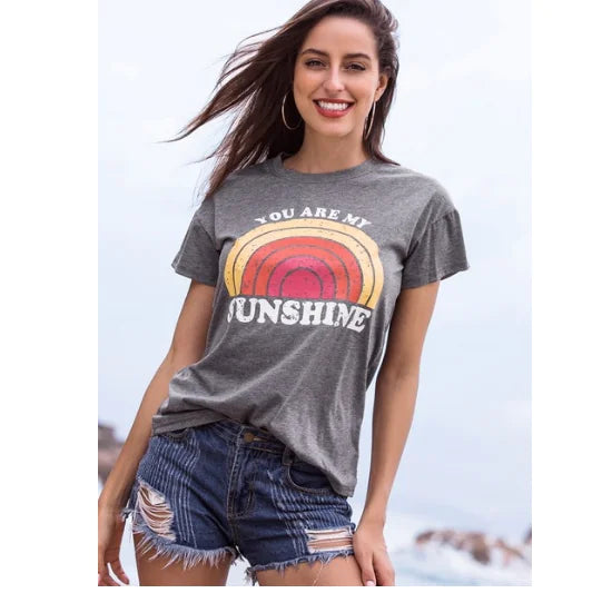 You Are My Sunshine Rainbow Crew Neck T-Shirt