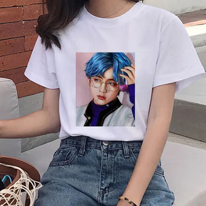 2020 Summer Women's T-Shirt with Boy Print Design
