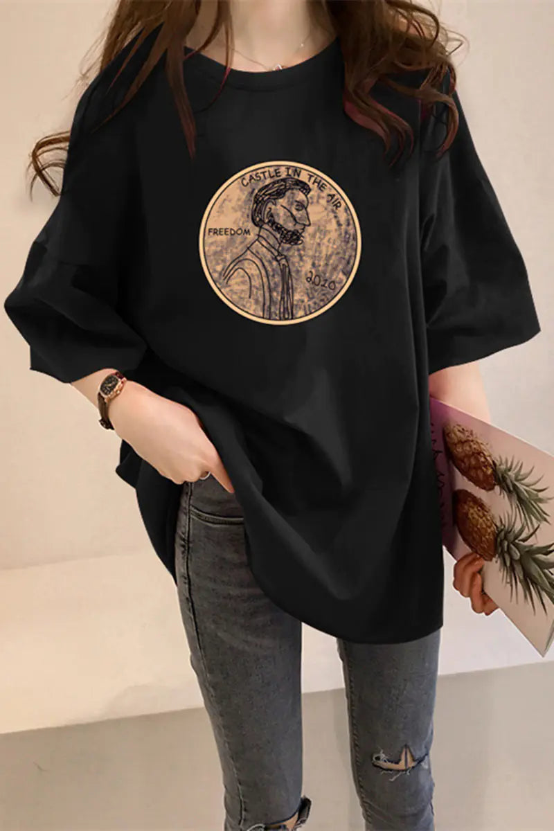 Loose-Fit Women's Short Sleeve T-Shirt - Korean Style