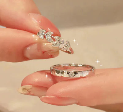 Sterling Silver Couple Rings for Wedding or Valentine's Day