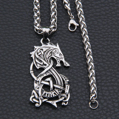 Nordic Celtic Dragon Pendant Necklace for Men and Women