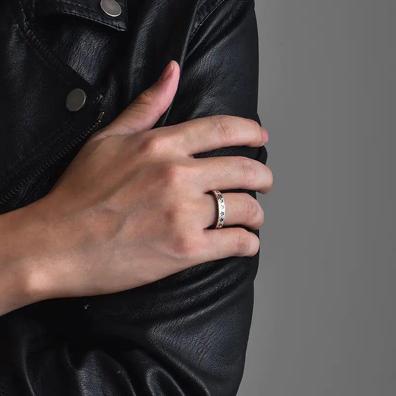 Chiba 925 Thai Silver Vintage Star Totem Ring for Couples