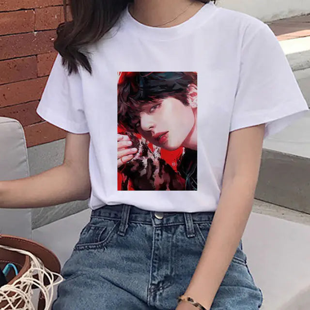 2020 Summer Women's T-Shirt with Boy Print Design