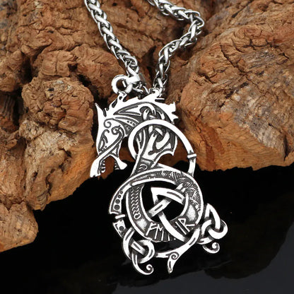 Nordic Celtic Dragon Pendant Necklace for Men and Women