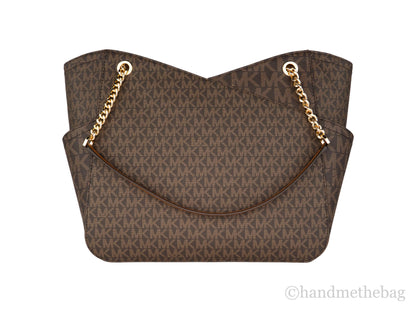 Michael Kors Jet Set Brown Signature X Cross Chain Tote