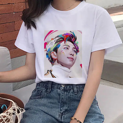 2020 Summer Women's T-Shirt with Boy Print Design