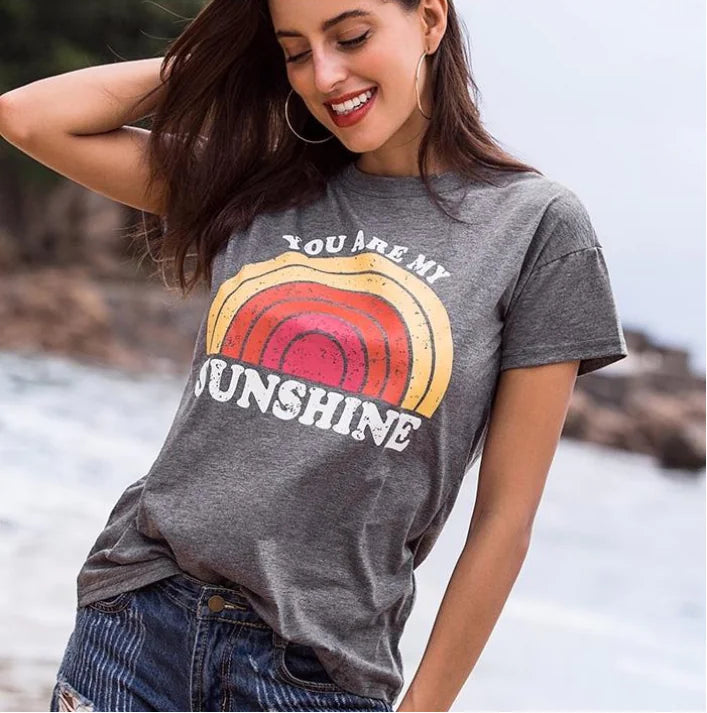 You Are My Sunshine Rainbow Crew Neck T-Shirt