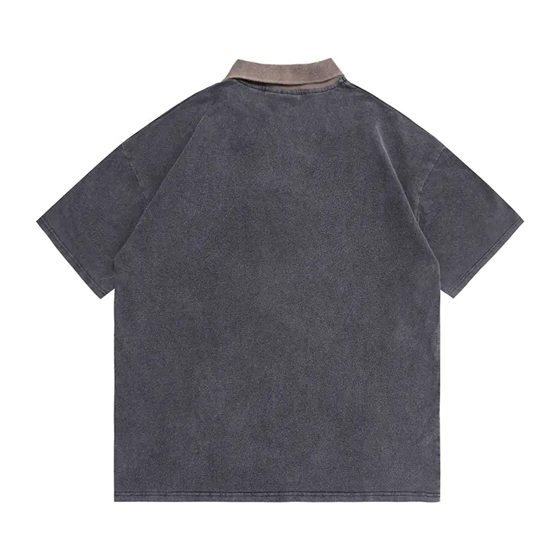 Vintage Washed Cotton Polo Shirts for Men - Summer Tees