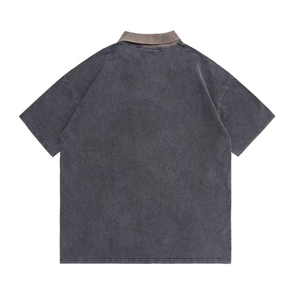 Vintage Washed Cotton Polo Shirts for Men - Summer Tees