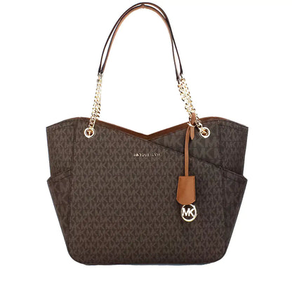 Michael Kors Jet Set Brown Signature X Cross Chain Tote