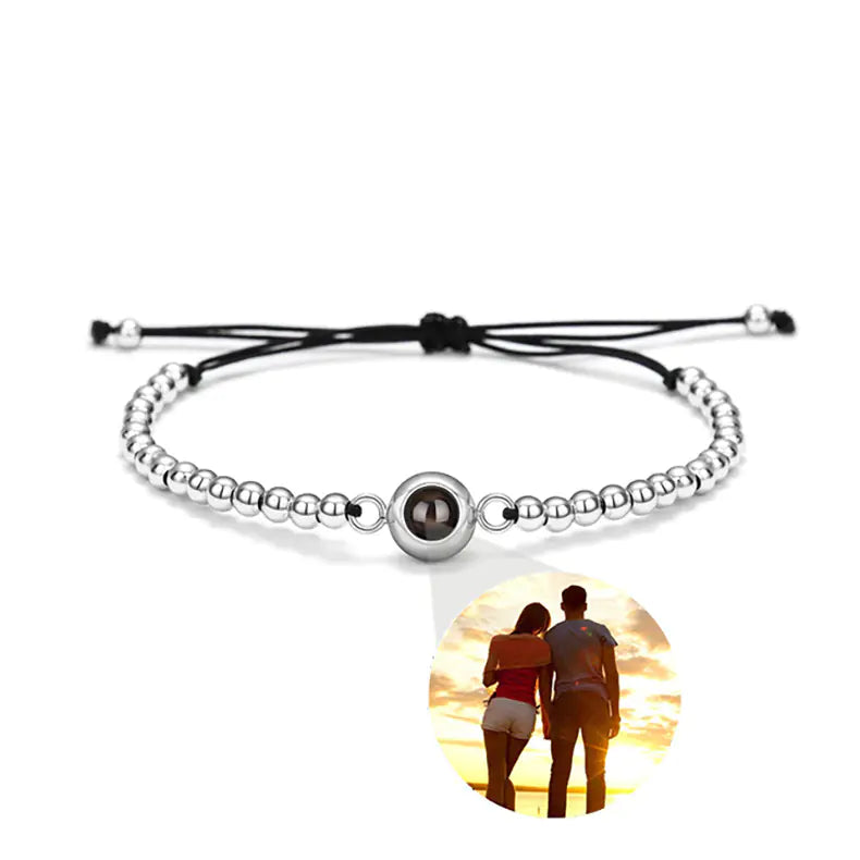 Couple Bracelet with Circular Projection in 100 Languages