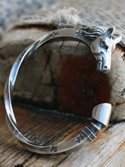 Handmade Men's Sterling Silver Horse Head Bracelet