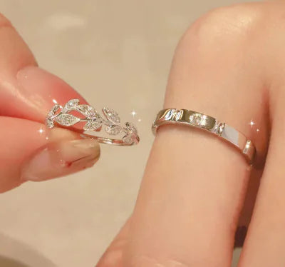 Sterling Silver Couple Rings for Wedding or Valentine's Day