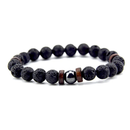 Volcanic Rock Wooden Beads Stone Bracelet