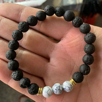 Volcanic Rock Wooden Beads Stone Bracelet