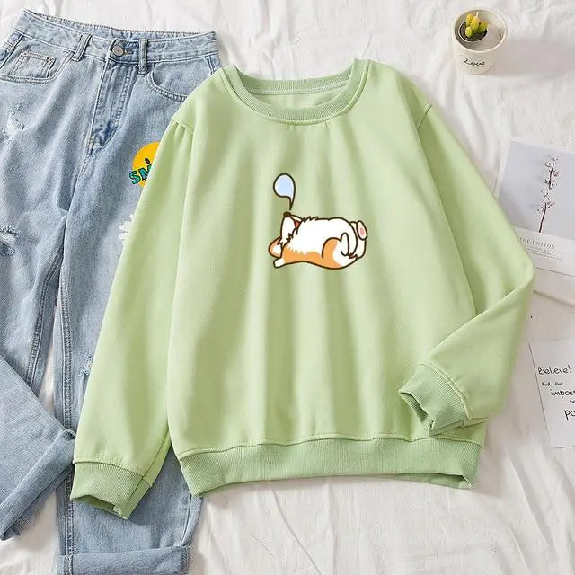 Loose Printed Round Neck Sweater for Men and Women