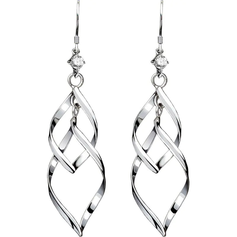 925 Long Drop Earrings for Round and Square Faces