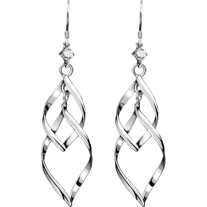 925 Long Drop Earrings for Round and Square Faces