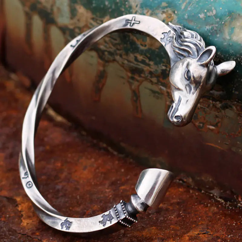 Handmade Men's Sterling Silver Horse Head Bracelet