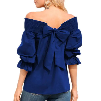 Off-Shoulder Top with Bow, Sexy T-Shirt