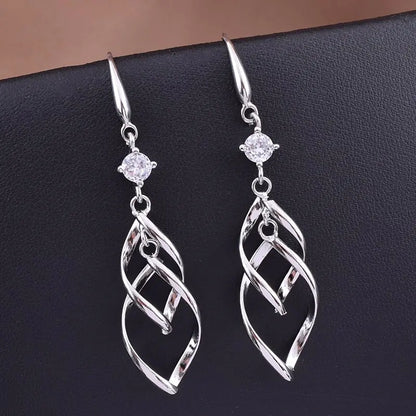 925 Long Drop Earrings for Round and Square Faces