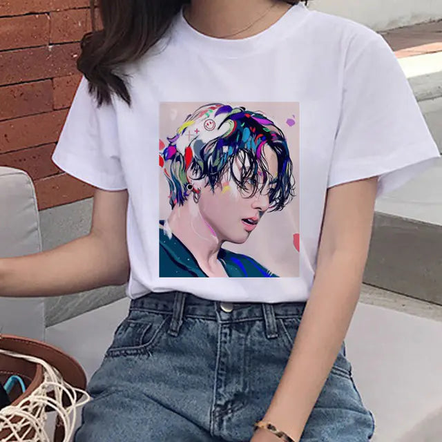 2020 Summer Women's T-Shirt with Boy Print Design