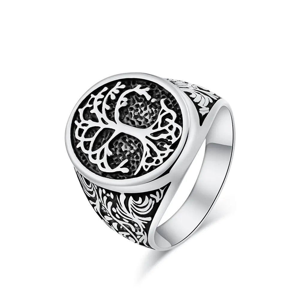 Retro Tree of Life Titanium Steel Ring