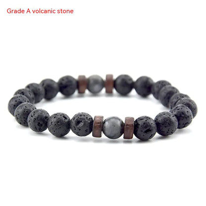 Volcanic Rock Wooden Beads Stone Bracelet