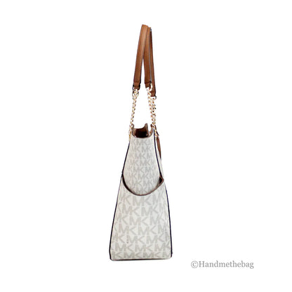 Michael Kors Jet Set Vanilla Signature X Cross Chain Tote