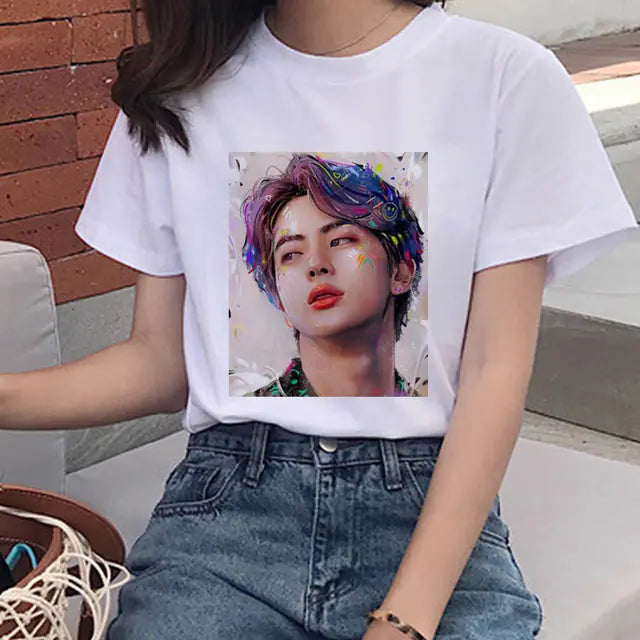 2020 Summer Women's T-Shirt with Boy Print Design