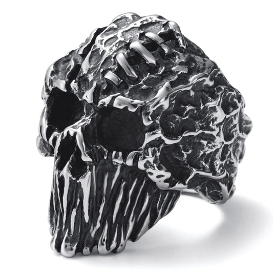 KIRTIJW Skull Rings for Men Stainless Steel Gothic Punk Biker Rings Jewelry for Men Size 10