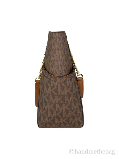 Michael Kors Jet Set Brown Signature X Cross Chain Tote